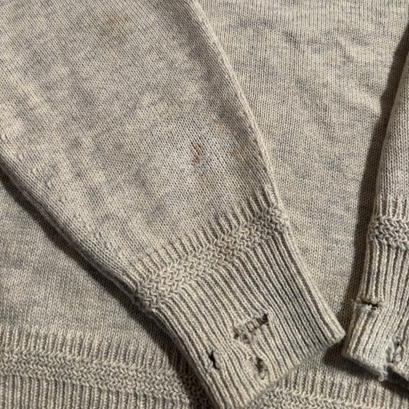 Isabel Marant Etoile Distressed Crewneck Cotton-Wool Sweater Light Gray Size 36 - Picture 8 of 11